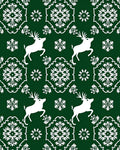 White Reindeer Snowflake Damask Emerald Rug