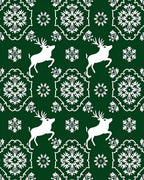 White Reindeer Snowflake Damask Emerald Rug