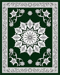 Deep Green Floral Symmetry Central Rug