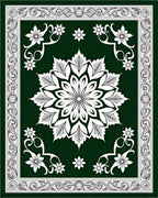 Deep Green Floral Symmetry Central Rug