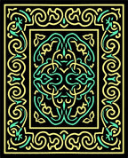 Emerald Yellow Intertwined Scrollwork Rectangle Rug