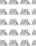 Minimalist Evergreen Forest Line Drawing Rug
