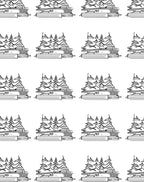 Minimalist Evergreen Forest Line Drawing Rug