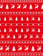 Red White Reindeer Christmas Trees Rug