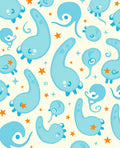 Whimsical Blue Creatures Orange Stars Rug