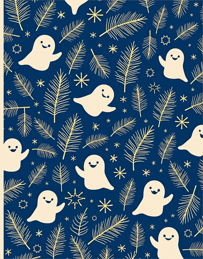 Whimsical Cream Ghost Pine Branch Rug