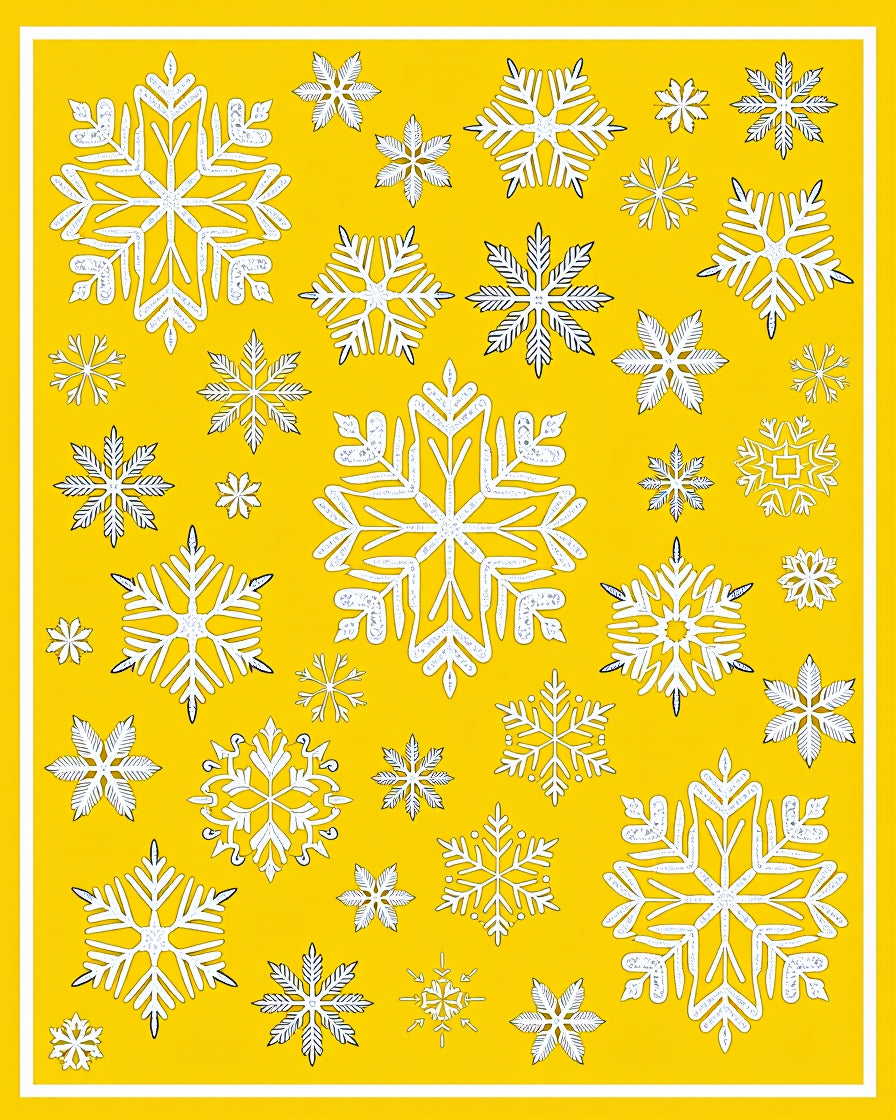 Golden Yellow Snowflake Collection Rug