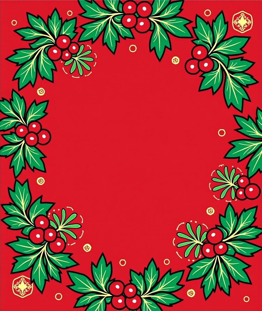 Vibrant Red Holly Berry Garland Rug