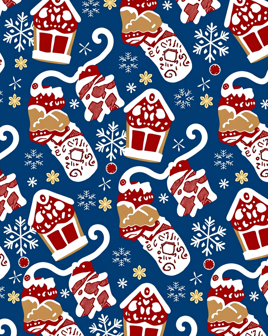 Festive Red Gingerbread Snow Flake Rug