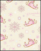 Pink Sleigh Snowflake Winter Charm Rug