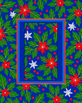 Vibrant Red Poinsettia Snowflake Garland Rug
