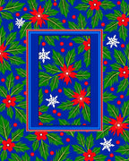 Vibrant Red Poinsettia Snowflake Garland Rug