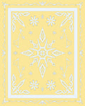 Elegant White Snowflake Yellow Medallion Rug