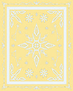 Elegant White Snowflake Yellow Medallion Rug