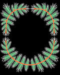 Orange Coral Green Palm Wreath Rug