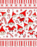 Red Gnomes Candy Cane Snowflake Border Rug