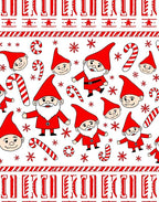 Red Gnomes Candy Cane Snowflake Border Rug