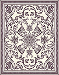 Ornate Cream and Plum Floral Scroll Rug