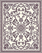 Ornate Cream and Plum Floral Scroll Rug