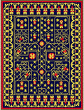 Bold Navy Yellow Red Geometric Figures Rug