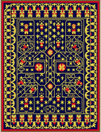 Bold Navy Yellow Red Geometric Figures Rug