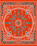Bold Red Teal Floral Medallion Rug