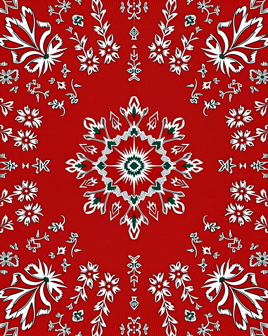 Bold Red Floral Medallion Mandala Rug