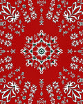 Bold Red Floral Medallion Mandala Rug