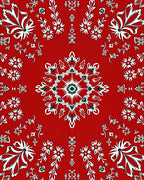 Bold Red Floral Medallion Mandala Rug