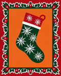 Green Snowflakes Adorned Christmas Stocking Rug