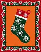 Green Snowflakes Adorned Christmas Stocking Rug