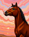 Brown Horse Sunset Sky Swirl Rug