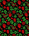 Vibrant Red Green Floral Acorn Rug