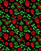 Vibrant Red Green Floral Acorn Rug