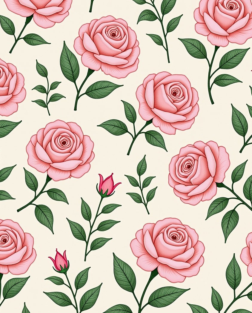 Pastel Pink Rose Garden Botanical Rug