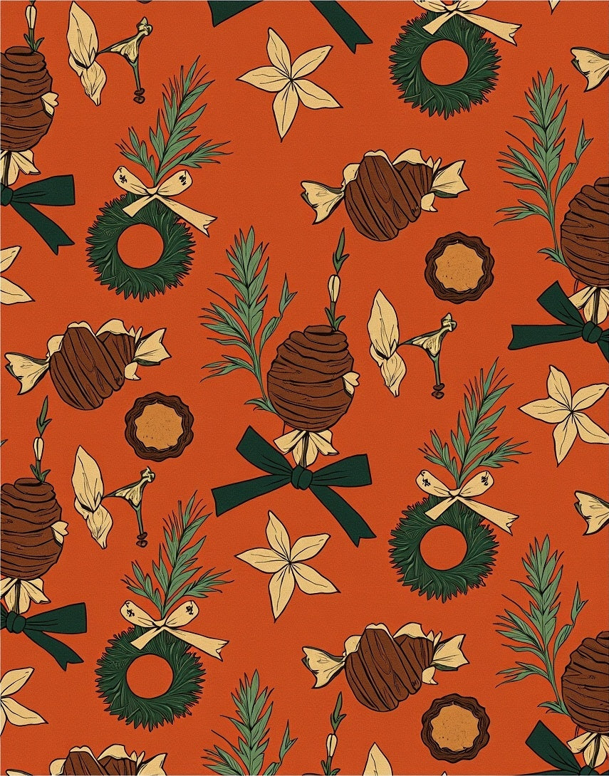 Holiday Wreath and Candy Collage Rug