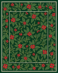 Deep Forest Red Floral Foliage Rug