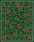 Deep Forest Red Floral Foliage Rug