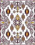 Gold and Maroon Floral Scroll Work Rug
