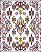 Gold and Maroon Floral Scroll Work Rug