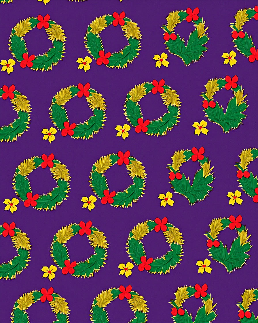 Tropical Wreath Red Yellow Botanical Medallion Rug