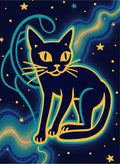 Cosmic Cat With Yellow Stars Rug