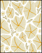 Golden Sunburst Floral Whimsical Leaf Rug