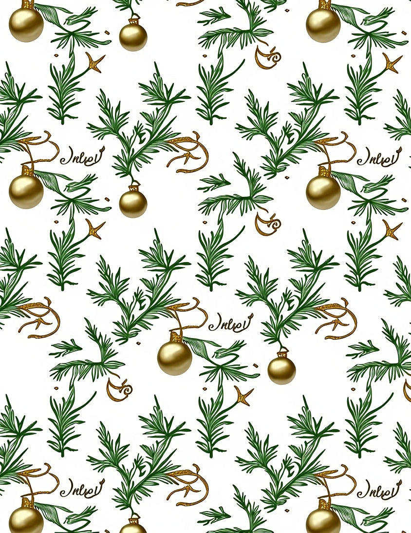Green Pine Christmas Ornaments Rug