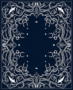 Celestial Navy White Swirls Moon Stars Rug