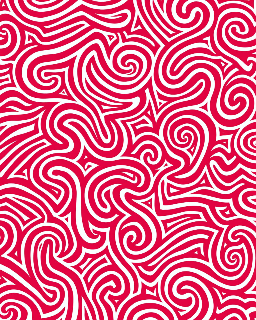 Crimson Swirl Abstract Organic Lines Rug