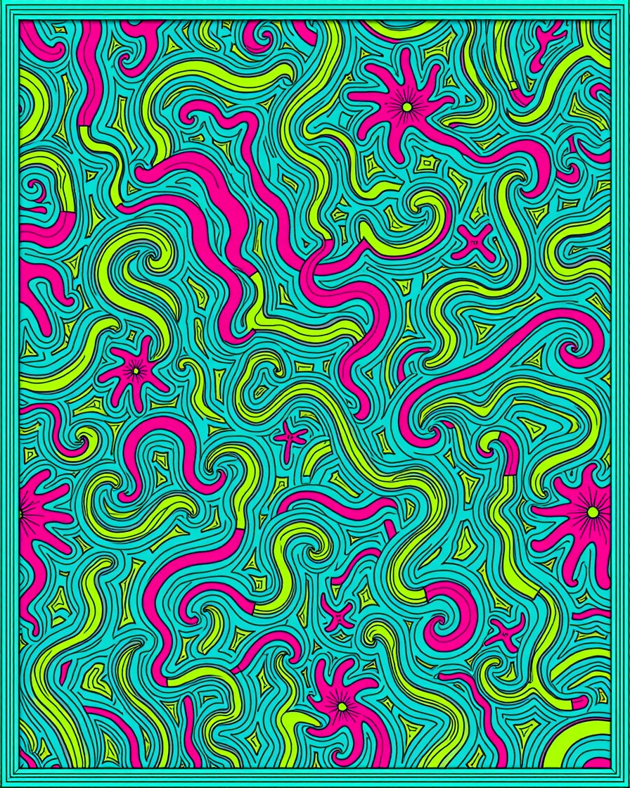 Vibrant Psychedelic Swirl Coral Bloom Rug