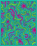 Vibrant Psychedelic Swirl Coral Bloom Rug