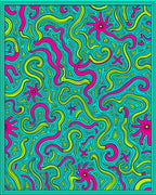 Vibrant Psychedelic Swirl Coral Bloom Rug