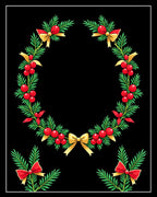 Christmas wreath green red gold bows Rug